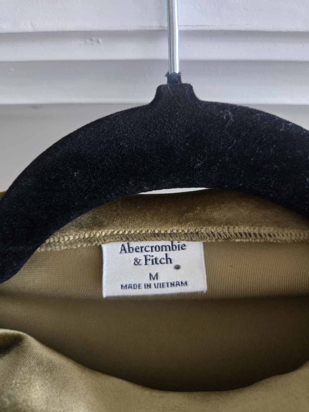 Abercrombie & Fitch Olive Velvet Cowl Neck Top - Picture 3 of 4